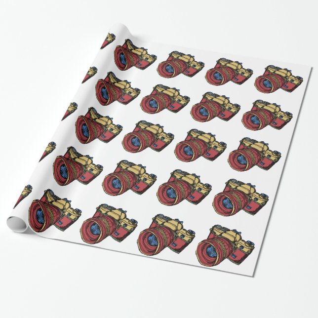 Classic 35mm SLR Camera Design Wrapping Paper (Unrolled)
