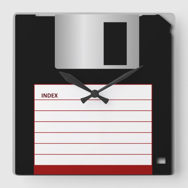 Classic 3.5" Floppy Disk Square Clock (Front)