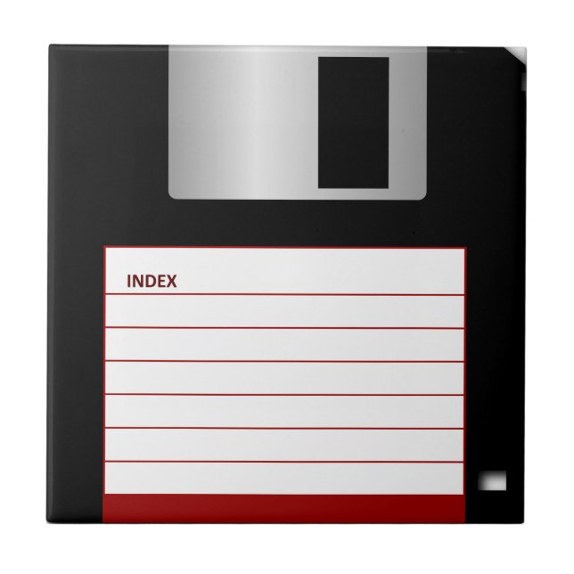 Classic 3.5" Red Floppy Disc Ceramic Tile (Front)