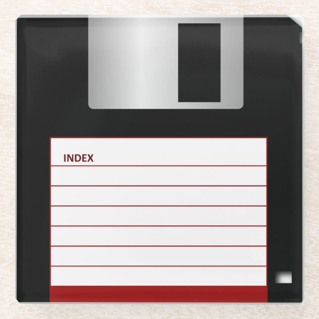 Classic 3.5" Red Floppy Disc Glass Coasters (Front)