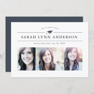 Classic 3 Photo Graduation Party Invitation