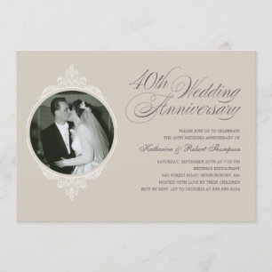 Classic 40th Anniversary Photo Sandstone Invites
