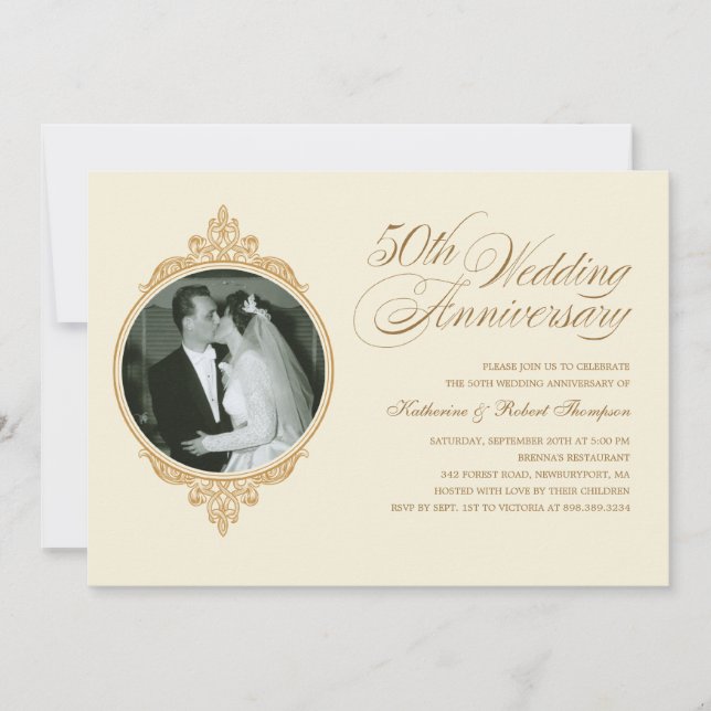 Classic 50th Anniversary Photo Invitations (Front)