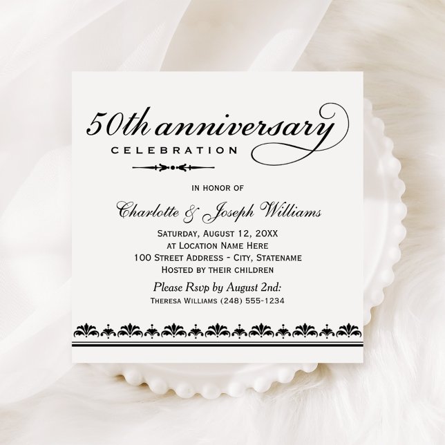 Classic 50th Wedding Anniversary Celebration Invitation (Creator Uploaded)