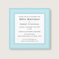 Classic 60th Birthday Party Blue Greek Key