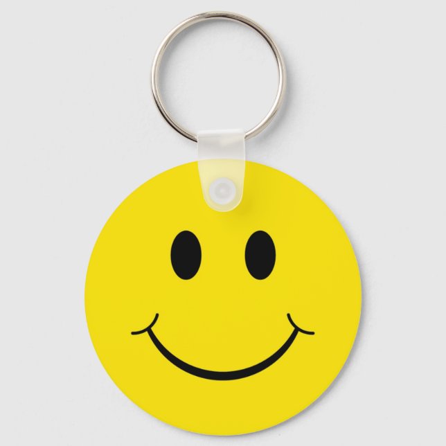 Classic 70's Yellow Happy Face Key Ring (Front)