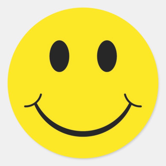 Classic 70's Yellow Happy Face Round Sticker (Front)