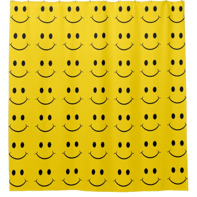 Classic 70's Yellow Happy Face Shower Curtain (Front)