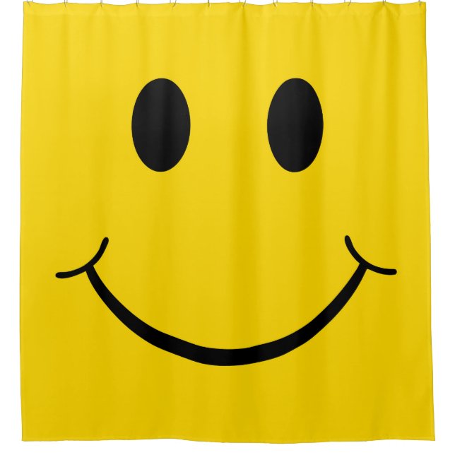 Classic 70's Yellow Happy Face Shower Curtain (Front)