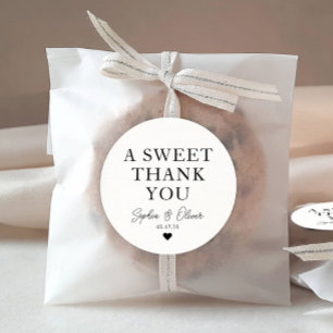 Classic A Sweet Thank You Heart Wedding Name Favou Round Sticker