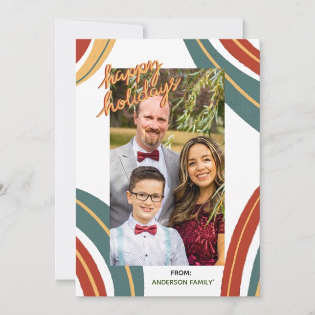 Classic Abstract Happy Holidays Holiday Card (Front)