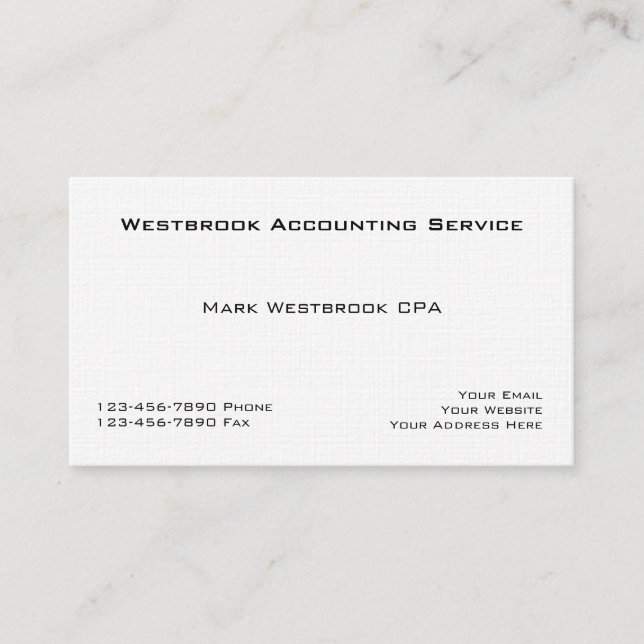 Classic Accountant Linen Business Cards (Front)