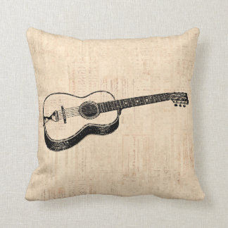 Classic Acoustic Guitar Script Paper Style Cushion