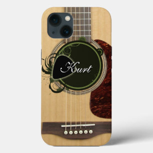 Classic Acoustic Guitar with custom monogram name iPhone 13 Case