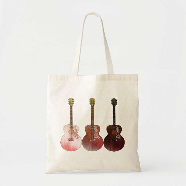 Classic Acoustic Guitars Rustic Vintage Instrument Tote Bag (Front)