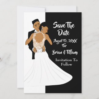 Classic African American Bride & Groom Invitation