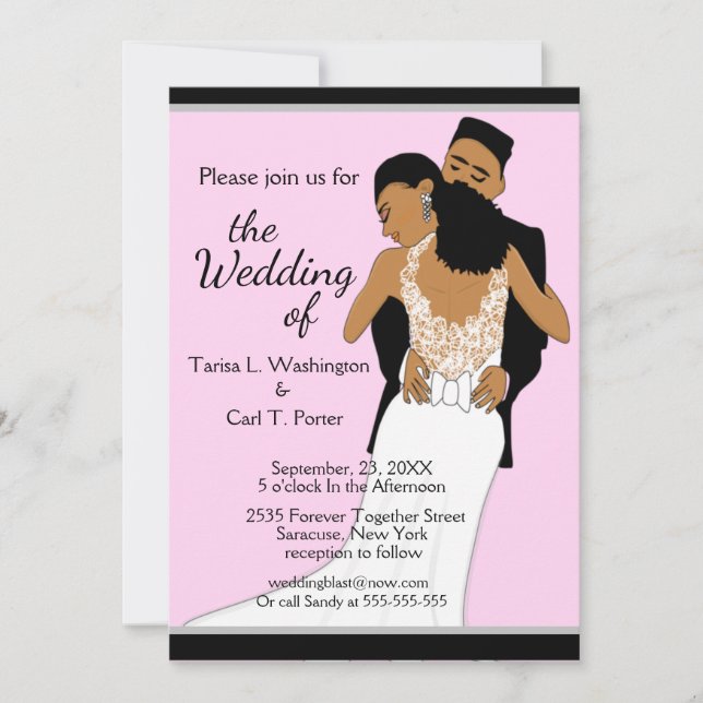 Classic African American Bride & Groom Wedding In Invitation (Front)