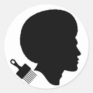CLASSIC AFRO MAN SILHOUETTE ROUND STICKER