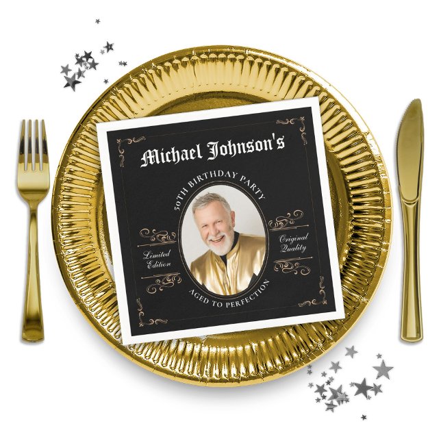 Classic Aged to Perfection Custom 50th Birthday  Napkin (Classic Aged to Perfection Custom 50th Birthday Napkins)
