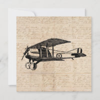 Classic Airplane Antique Aviation Art Script Paper