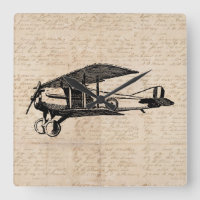 Classic Airplane Antique Aviation Art Script Paper