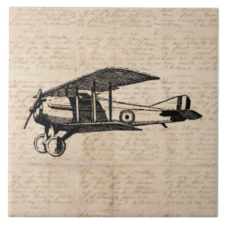 Classic Airplane Antique Aviation Art Script Paper Tile