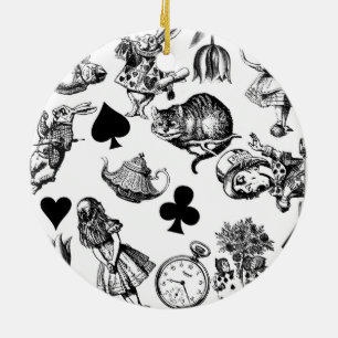Classic Alice adventures in wonderland characters Ceramic Tree Decoration