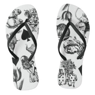 Classic Alice adventures in wonderland characters Flip Flops
