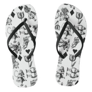 Classic Alice adventures in wonderland characters Flip Flops