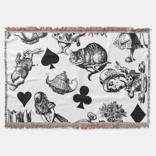 Classic Alice adventures in wonderland characters Throw Blanket