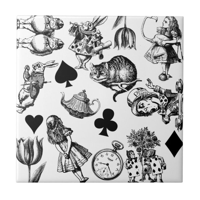 Classic Alice adventures in wonderland characters Tile (Front)