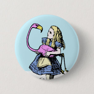 Classic Alice in Wonderland Button #2 Flamingo
