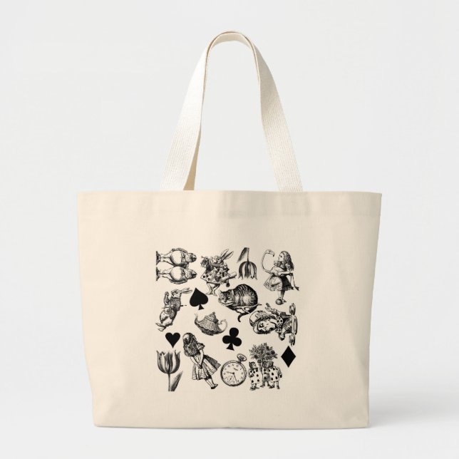  Classic Alice in Wonderland Characters: Original  Large Tote Bag (Front)