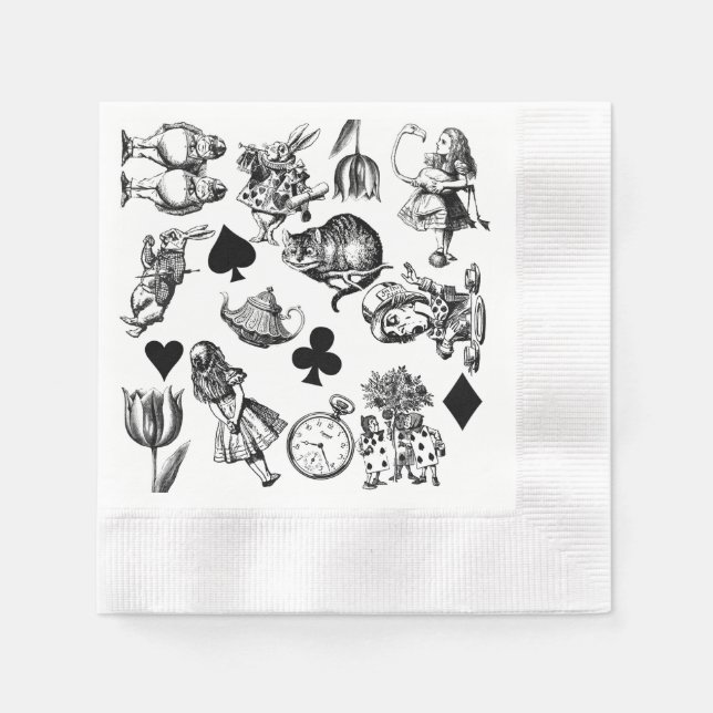  Classic Alice in Wonderland Characters: Original  Napkin (Front)