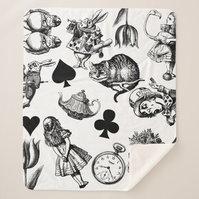  Classic Alice in Wonderland Characters: Original  Sherpa Blanket (Front)