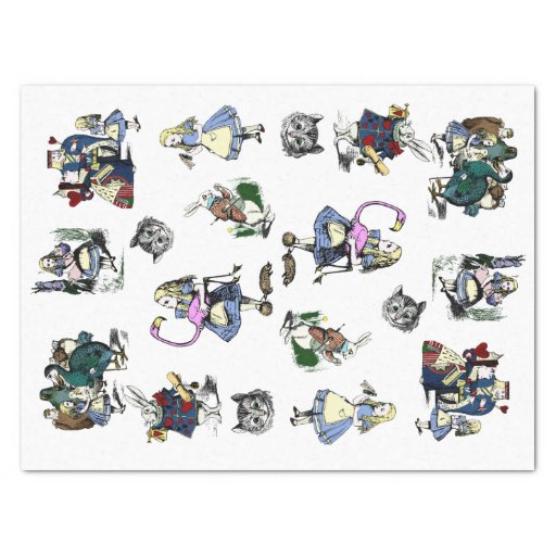 Image of Classic Alice in Wonderland Rabbit Cheshire Cat Tissue Paper