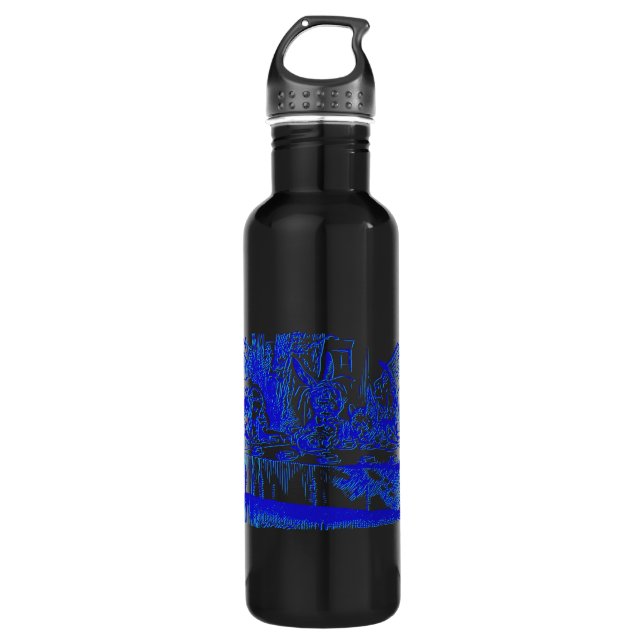 Classic Alice Wonderland Silhouette Blue 710 Ml Water Bottle (Front)