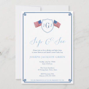 Classic All-American Sip And See Meet Baby Party Invitation