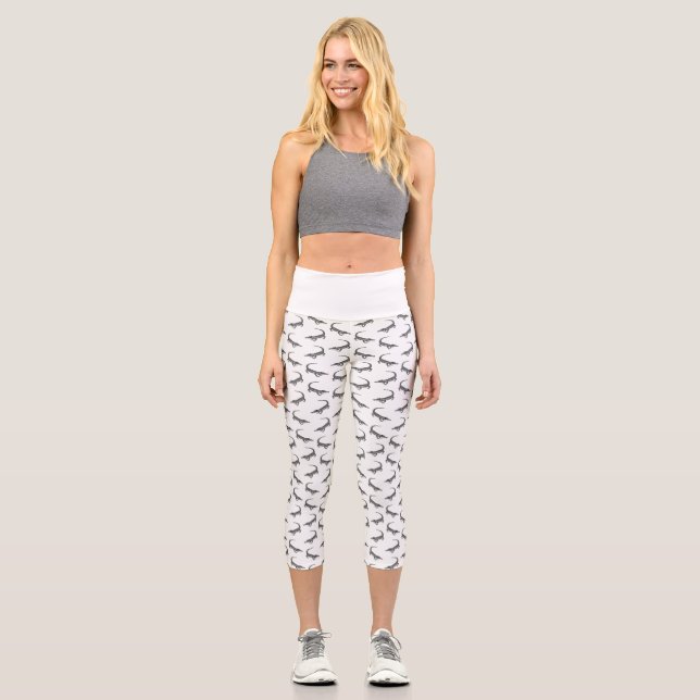 Classic Alligator Print CUSTOM BACKGROUND COLOR Capri Leggings (Front)