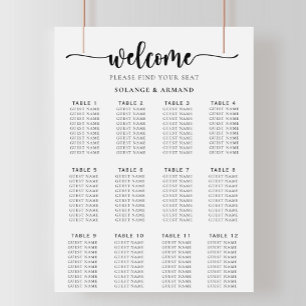 Classic Alphabetical Wedding Seating Chart