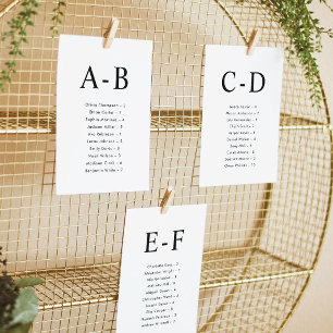 Classic Alphabetical Wedding Seating Chart Card