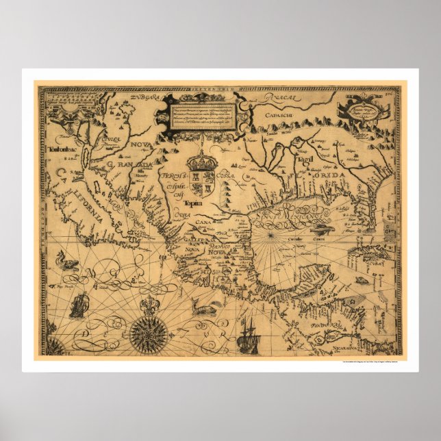 Classic America Map 1600 Poster (Front)
