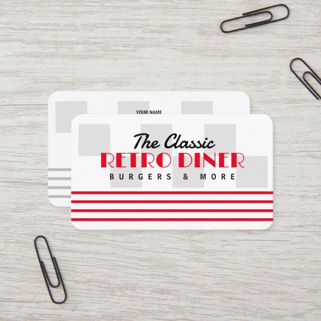 Classic American 50's diner restaurant retro style Business Card (Front/Back In Situ)