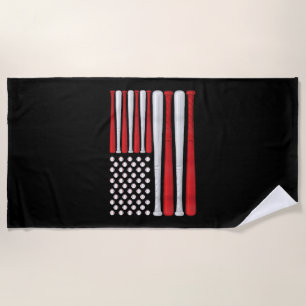 Classic American Baseball Flag - Vintage Baseball Beach Towel