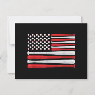Classic American Baseball Flag - Vintage Baseball Holiday Card