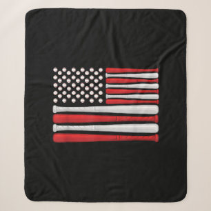 Classic American Baseball Flag - Vintage Baseball Sherpa Blanket