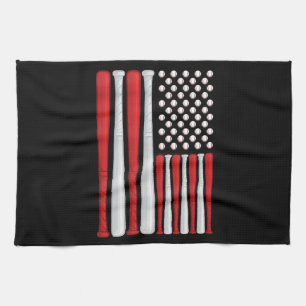 Classic American Baseball Flag - Vintage Baseball Tea Towel