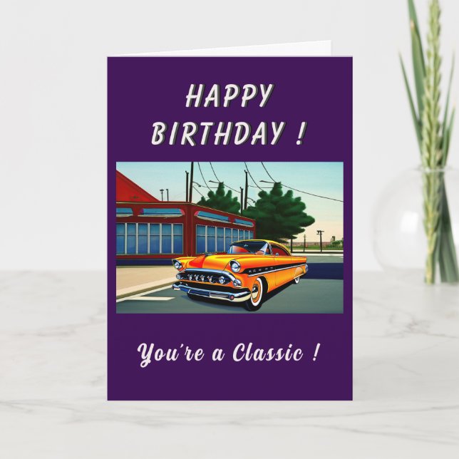 Classic American Car 1950s Birthday Card (Front)