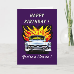 Classic American Car 1950s Lead Sled Birthday Card