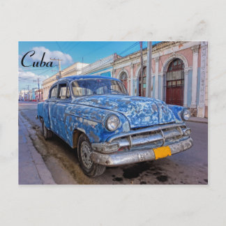 Classic American car in Cienfuegos, Cuba postcard